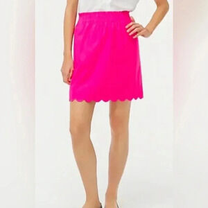 Nwt hot pink j crew linen scalloped skirt size 0 or xs Barbie retro core